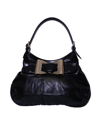 Queen Bow Bag, £100, Handbags, Black, Leather, Front view